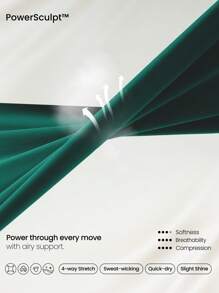 GLOWMODE 24" Powersculpt™ Flattering Butt Seam Reflective Hem Leggings High Impact Workout Running Training Gym - Dark Green - View 5