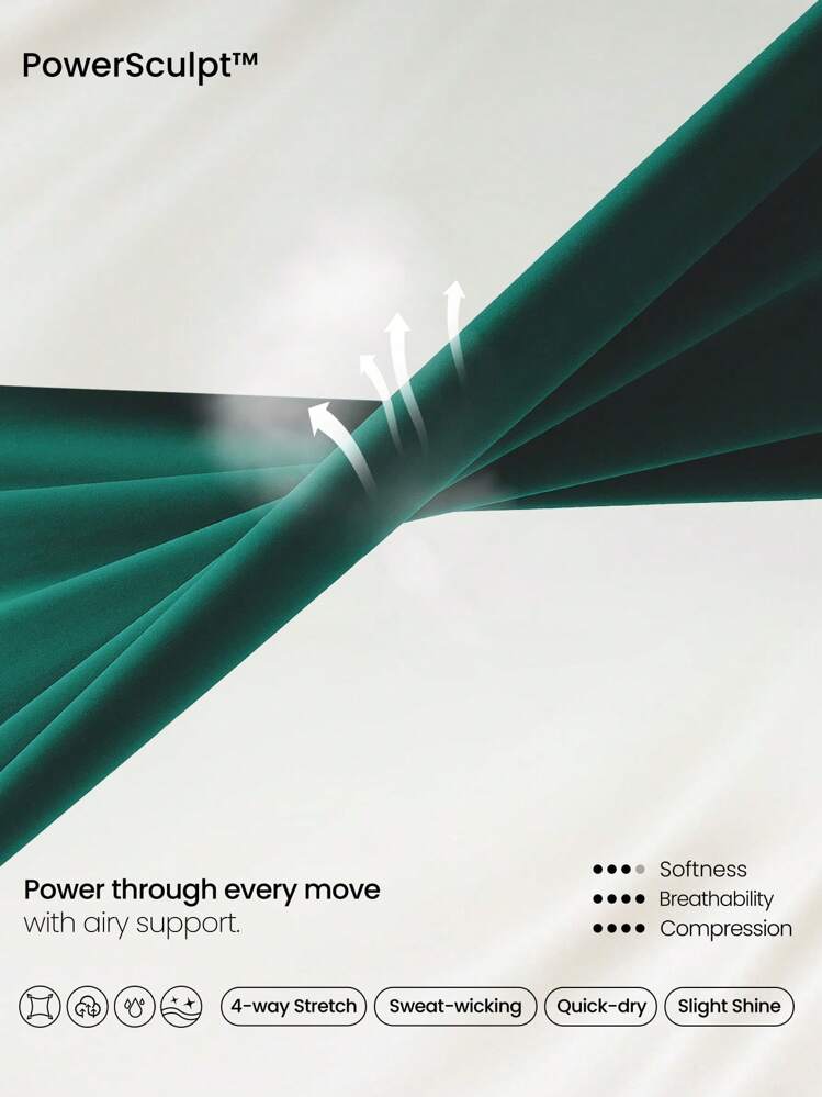 GLOWMODE 24 英寸 Powersculpt™ 修身臀缝反光下摆紧身裤高强度健身跑步训练健身房 - 墨綠色 - 查看 5