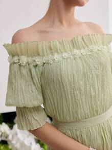 MOTF Soiréza PLEATED OFF SHOULDER DRESS - Green - View 2
