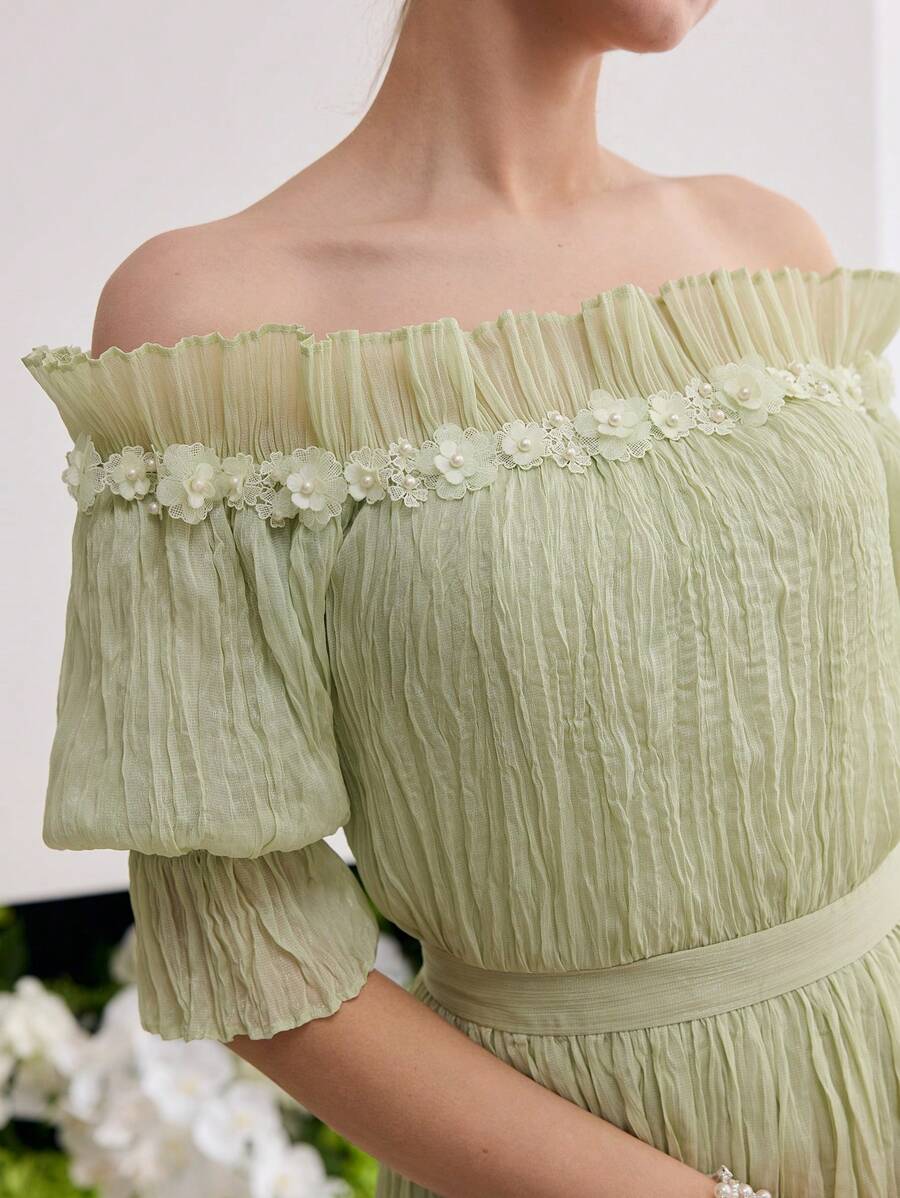 MOTF Soiréza PLEATED OFF SHOULDER DRESS - Green - View 2