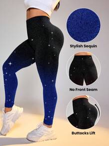 Plus Size Metallic Shiny Leggings, Party Style