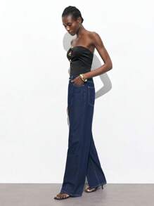 Maija 新款春夏黑色金属圆珠腰部都市度假现代优雅浪漫女士紧身衣适合外出节日派对音乐节老款风格