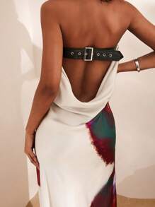 Opulessa Elegant Beach Holiday Sheer Floral Print Backless Dress,Sun Dress