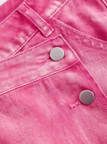 SHEIN MOD Damen Lässiger Denim Rock mit hoher Taille, mini, Rosa