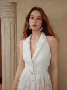 MOTF PREMIUM 蕾丝纽扣连衣裙 - 白色 - 查看 3