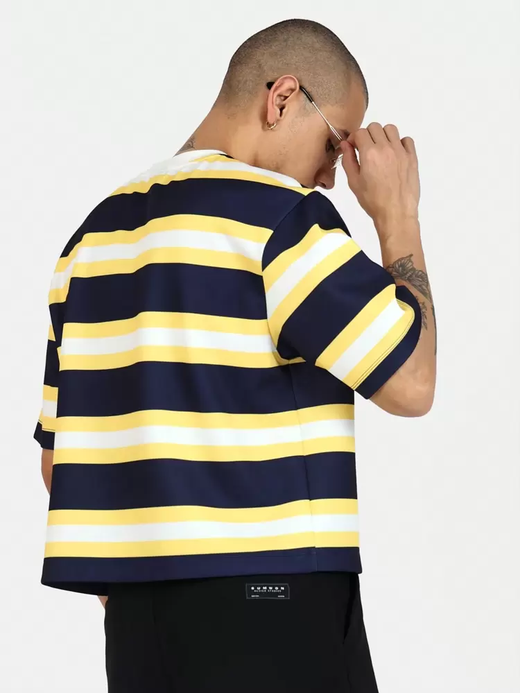 SUMWON Premium Striped T-Shirt Casual Summer Crew Neck Athletic Fit Short Sleeve Streetwear Urban Casual Weekend Essential Tee Modern Fashion Statement