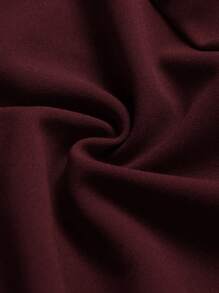 Viva Relle 大码纯色简约长袖连衣裙，夏季时尚 - 紅木色 - 查看 7