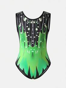 SHEIN Tween Girls Activewear Set - Glitter Dance Dress, Ballet Leotard, Dancewear, Stage Performance, Competition Costume, Tango, Yoga, Jazz, All-In-One Workout Outfit