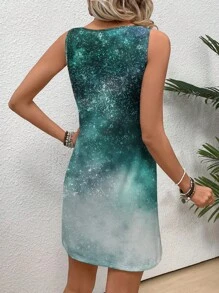 EMERY ROSE Casual Minimalist Tie-Dye Pattern Dress For Women, Suitable For Summer