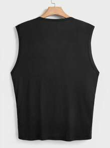 Manfinity VCAY 男士修身圆领针织上衣，夏季休闲装 - 黑色 - 查看 5