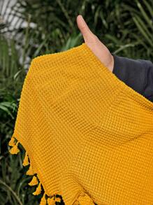 Slaydiva 2025 Summer New Music Festival, Easter, St. Patrick's Day, Western, Nomadic, Birthday Party, Graduation Season, Student, Daily Wear, Versatile, Casual, Vacation, Cruise, Beach, Sun Bathing, Fashion, Crochet, Halter Tie, Sexy Backless, Textured Fabric, Tassel Decor, Yellow Women Set - Yellow - View 8