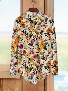 SHEIN RusticEase Casual Landscape Graphic Blouse, Suitable For Women In Summer