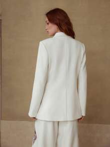 MOTF PREMIUM BLAZER À BRODERIE FLORALE STRUCTURÉE - Blanc - Voir 6