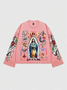 ROMWE MEN Goth 男士图案印花套头连帽衫，适合休闲穿着，春夏季