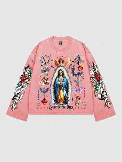 Goth Men's Religious Graphic Printed Pullover Hoodies, Suitable For Casual Wear, Spring/Summer