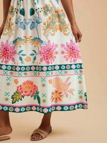 Travachic Bedrucktes Midikleid aus gewebtem Stoff für Frauen - Weiss - Übersicht 5