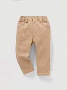 SHEIN Jeans casuales de unicolor para bebé niño, aptos para atuendo de otoño/invierno