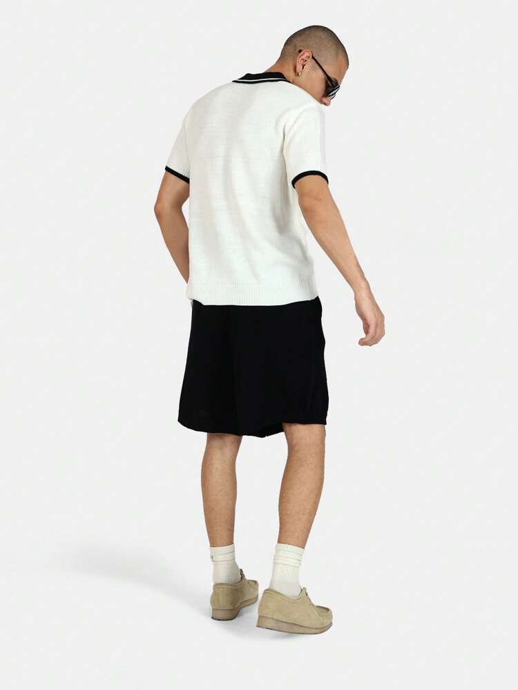 Knit Polo Ribbed Short Sleeve Sweater Co-Ords