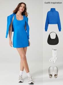 GLOWMODE Vestido de primavera y verano FeatherFit™-Air con short integrado, bolsillo, antideslizante, ligero y de secado rápido, que absorbe la humedad, ideal para yoga de bajo impacto y uso diario.