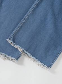 Tween Girls Double-Breasted Elastic Waist Denim Jeans