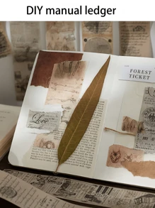 1 件复古邮票诗歌集和纸胶带贴纸适用于创意 DIY 剪贴簿、信封和袋子密封装饰剪贴簿用品剪贴簿用品教室返校