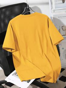 INAWLY Plus Size Heart And Sunflower Print Short Sleeve T-Shirt, Casual For Spring/Summer - Mustard Yellow - View 2