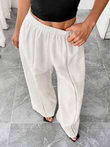 Chiquease Vacation Nature Lace Patchwork Linen Hollow Out Loose High Waist Casual Pants Fall Cloth For Women - White - View 6