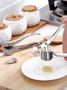 多功能锌合金不锈钢手动拉蒜器 - 銀色 - 查看 2