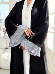 Al Najma 女士纯色前扣长袖简约长袍，端庄长袍