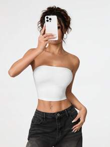 SHEIN PETITE 3pcs Women's Cropped Tube Top, Multi-Color - Multicolor - View 4