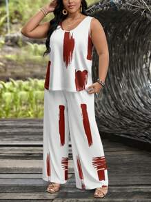 EMERY ROSE 2 件套女士加大码圆领无袖上衣和短裤套装，适合夏季