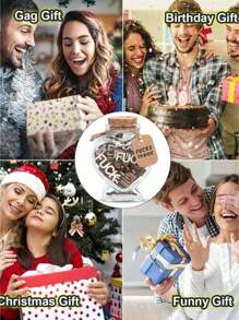 1 件 F U C K 礼品罐，恶作剧礼物，生日礼物，趣味礼物，木制字母剪纸字母 DIY 工艺品，F U C K S 装在玻璃瓶中赠送，送给朋友、同事、周年纪念日、情人节礼物，鼓励，奇妙的幽默，伟大的礼物创意礼物，桌面配件，愚弄朋友，让家人开怀大笑，F U C K S 赠送，返校 - 棕色 - 查看 9