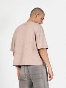 SUMWON Niezbędny T-shirt o prostym kroju, codzienny, swobodny, miejski, oversize'owy, z okrągłym dekoltem, miejski, wiosenno-letni, uniwersalny, podstawowy, minimalistyczny design - Kolor khaki - Zobacz 2