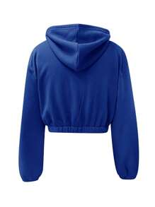 Claim Dot Men's Solid Color Long Sleeve Zipper Front Drawstring Hooded Casual Sweatshirt, Fall - Royal Blue - View 2