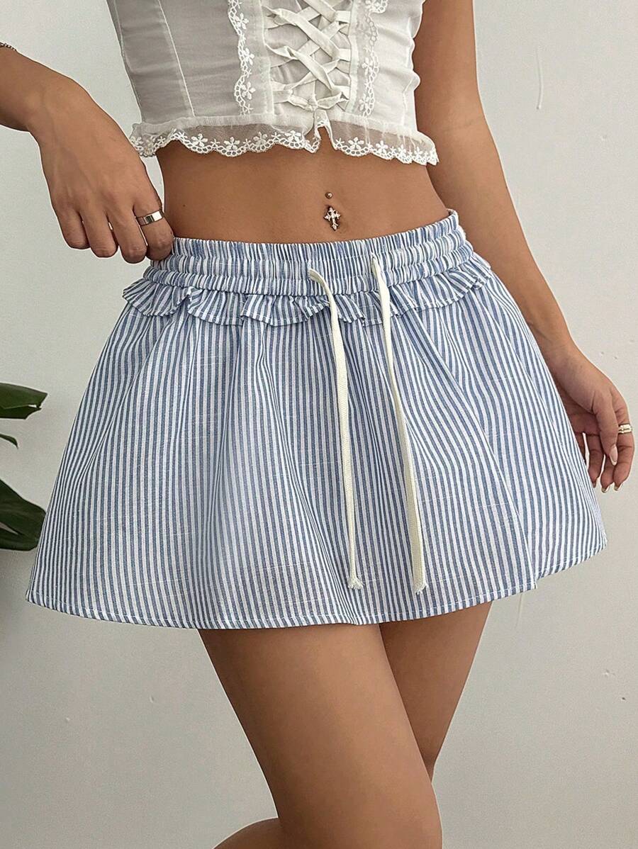 SHEIN Unity 2025 Spring/Summer Popularity Women's Short Striped Ruffle ...