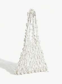 SHEIN SXY 女士度假风格休闲镂空编织单肩包 - 白色 - 查看 4