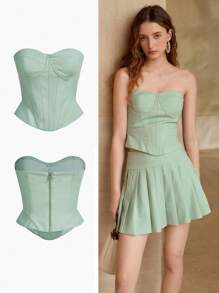 MOTF PREMIUM Top Tubular com Zíper e Estrutura - Verde - Visão 7