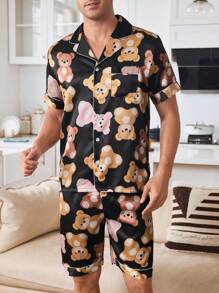 CoupledUp Ensemble de vêtements de détente pour hommes avec motif d'ours