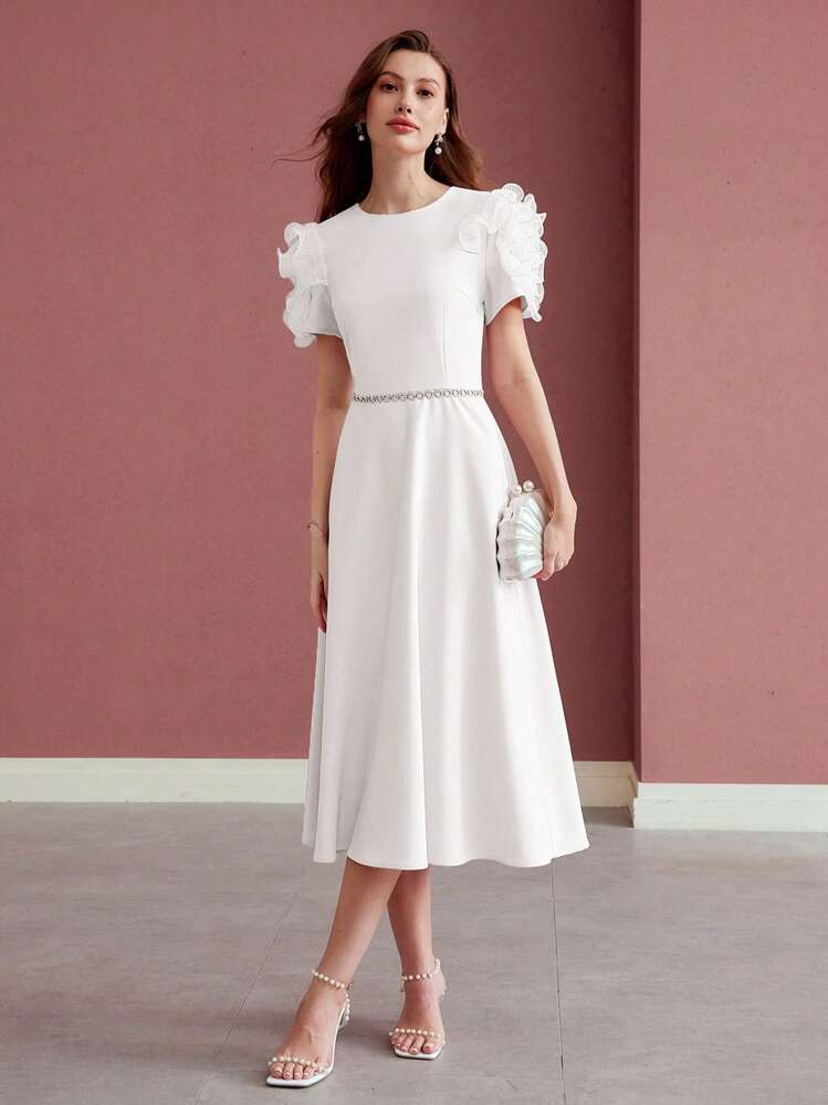 MOTF PREMIUM 贴花拉链连衣裙 - 白色 - 查看 7