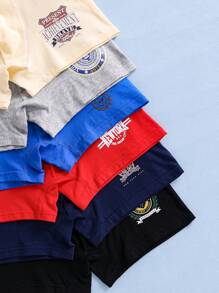 6pcs Pack Tween Boys' City Name Print Combed Cotton Boxer Briefs