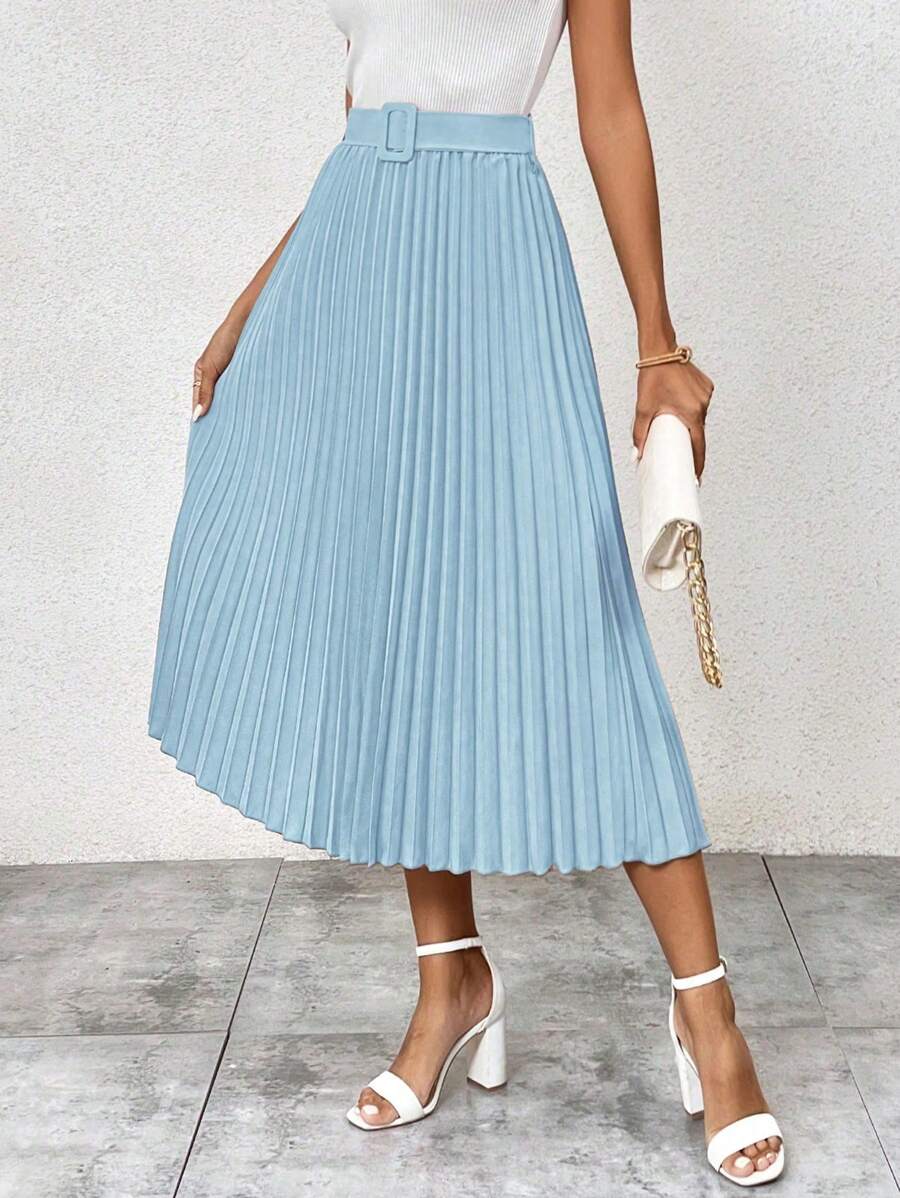 Belted Pleated Skirt