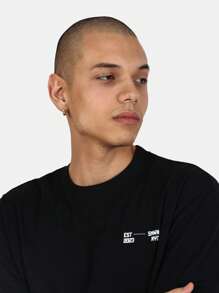 Sumwon International Studios 外出T恤 超大宽松圆领 街头服饰 图案印花 时尚宣言 都市休闲 现代设计 男女通用 2023 系列 - 黑色 - 查看 5