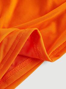 SHEIN MOD Minifalda sensual y transparente de unicolor, de doble capa de malla y ajustada, para el verano - Naranja - Ver 4