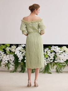 MOTF Soiréza PLEATED OFF SHOULDER DRESS - Green - View 5
