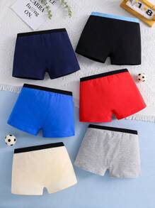 6pcs Pack Tween Boys' City Name Print Combed Cotton Boxer Briefs