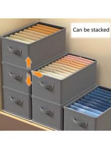 1pc Gray Clothes Storage Box With Handle, Wardrobe Clothes Organizer,Storage Drawer Box , Foldable Fabric Closet Organizers For Clothing, Jeans, Sweater, Bras ,Multi-Functional Dormitory Toy & Clothes Storage Box, For Household Decorations Autumn Decor Festival Decor Room Decor Home Decor Fall Decor Bedroom Decor - Grey - View 5