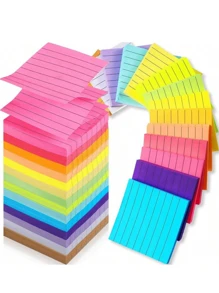 6 paquetes de notas adhesivas autoadhesivas con líneas, estilo acordeón de 3x3 pulgadas, 300 hojas de notas adhesivas con líneas, accesorios escolares y de oficina (colores oscuros)