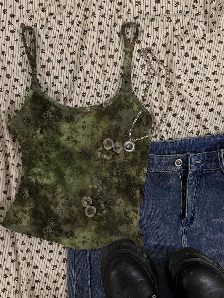 Attitoon 女士复古花卉印花性感吊带背心，休闲夏装 - 彩色 - 查看 1