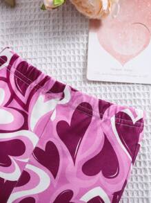 SHEIN Baby Girls Sweetheart Valentine's Day Heart Knit Halter Top And Flared Pants Set, Fashionable - Multicolor - View 7
