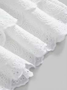 ROMWE Hippie 女士双层刺绣串珠衬衫，夏季假期 - 白色 - 查看 3